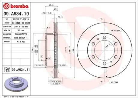 Гальмівний диск BREMBO 09.A634.10