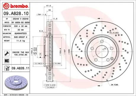 Диск гальмівний BREMBO 09.A828.11