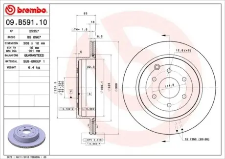 Гальмівний диск BREMBO 09.B591.10
