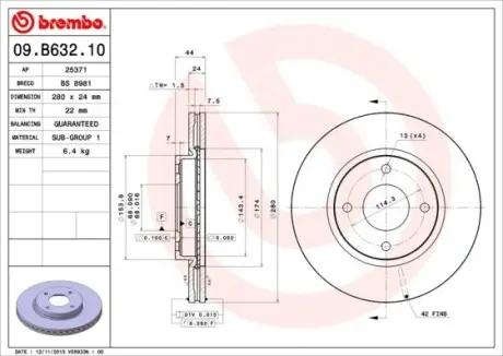 Гальмівний диск BREMBO 09.B632.10