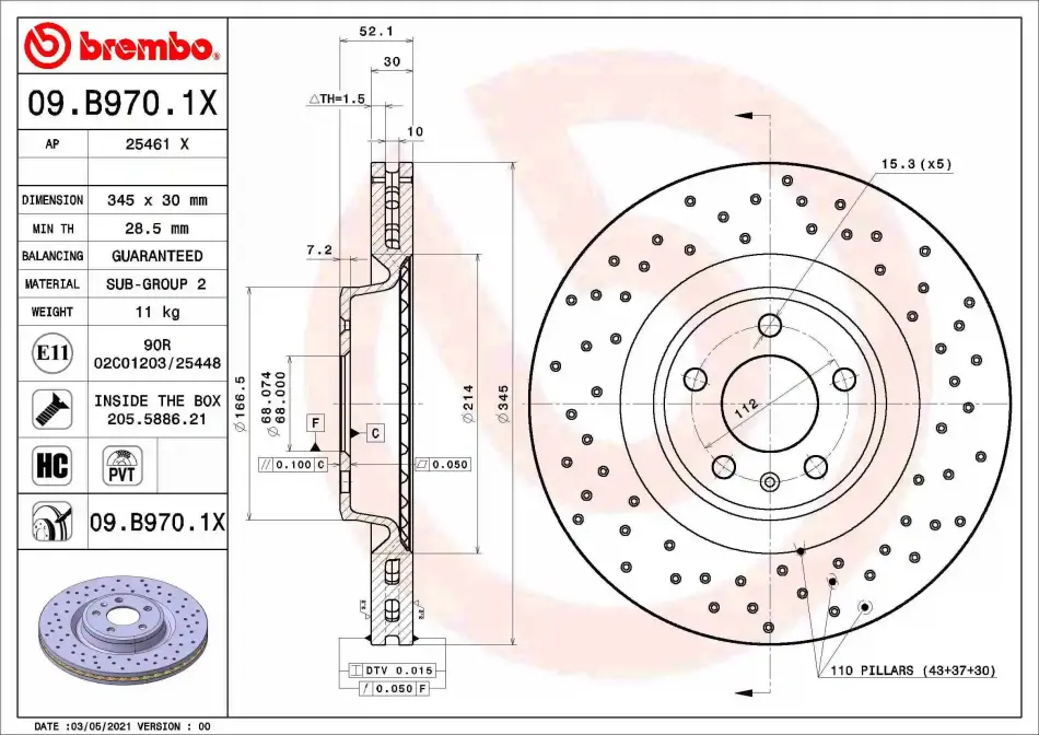 Гальмівний диск BREMBO 09B9701X (фото 1)
