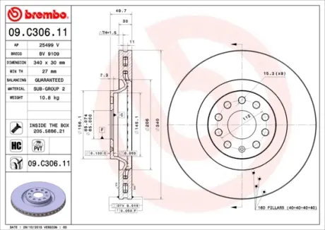 Гальмівний диск BREMBO 09.C306.11