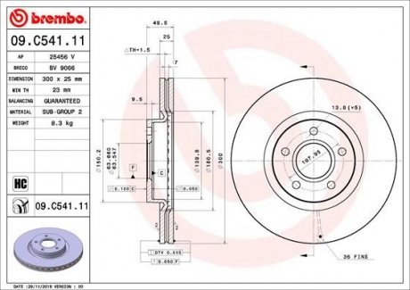 Гальмівний диск BREMBO 09.C541.11