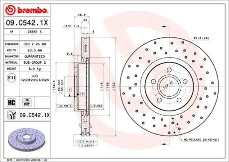 Гальмівний диск BREMBO 09.C542.1X