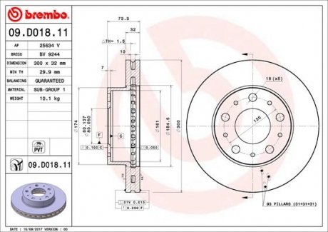 Гальмівний диск BREMBO 09.D018.11