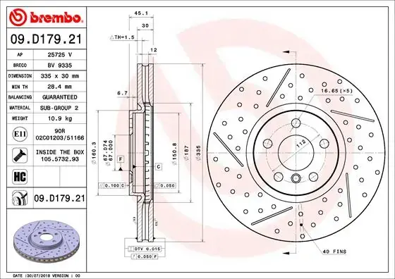 Гальмівний диск BREMBO 09.D179.21 (фото 1)
