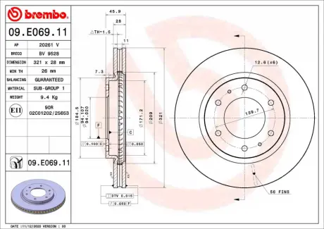ДИСК ГАЛЬМ. BREMBO 09E06911