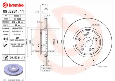 Гальмівний диск BREMBO 09E23111
