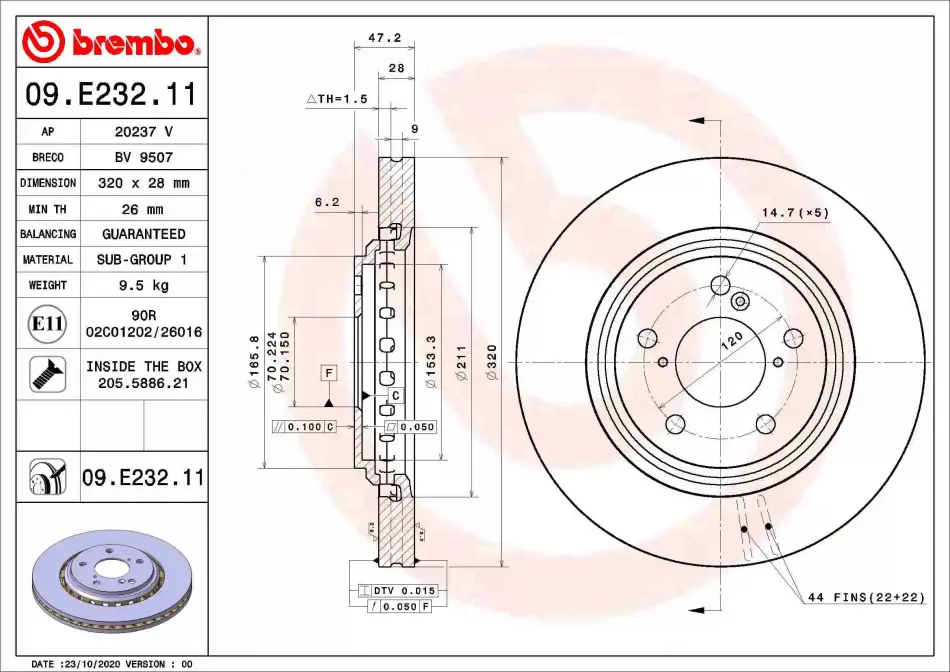 ДИСК ГАЛЬМ. BREMBO 09E23211 (фото 1)