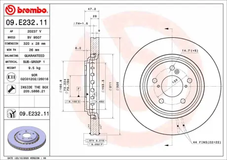 ДИСК ГАЛЬМ. BREMBO 09E23211
