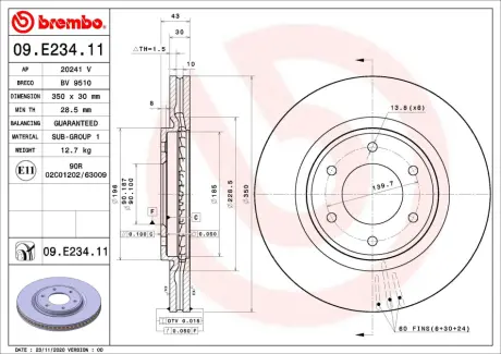 Гальмівний диск BREMBO 09E23411