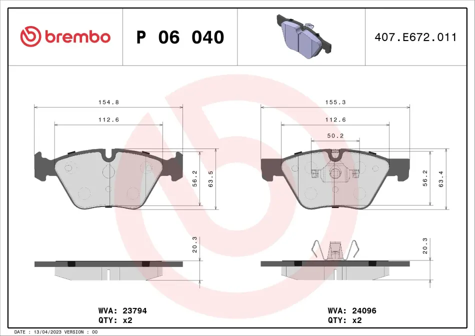 Гальмівні колодки дискові BREMBO P06 040 (фото 1)
