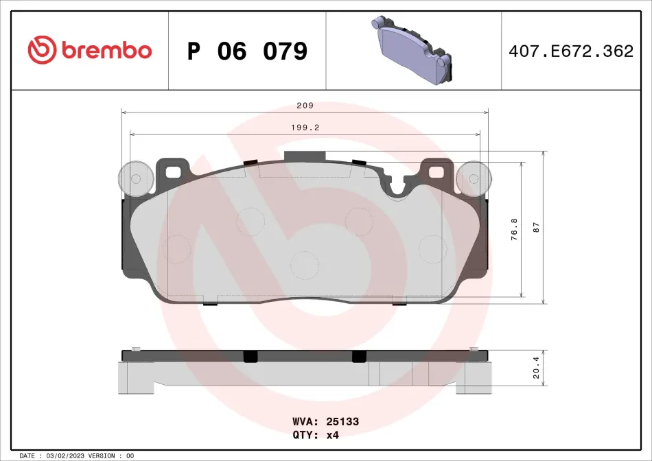 Гальмівні колодки дискові BREMBO P06 079 (фото 1)