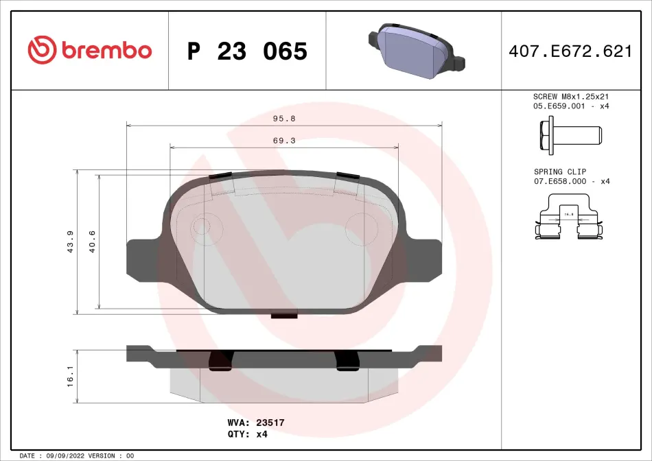 Гальмівні колодки дискові BREMBO P23065 (фото 1)