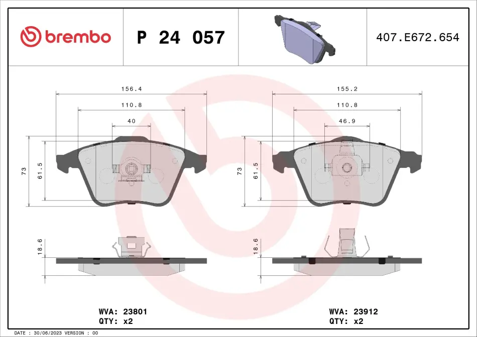 Гальмівні колодки дискові BREMBO P24057 (фото 1)