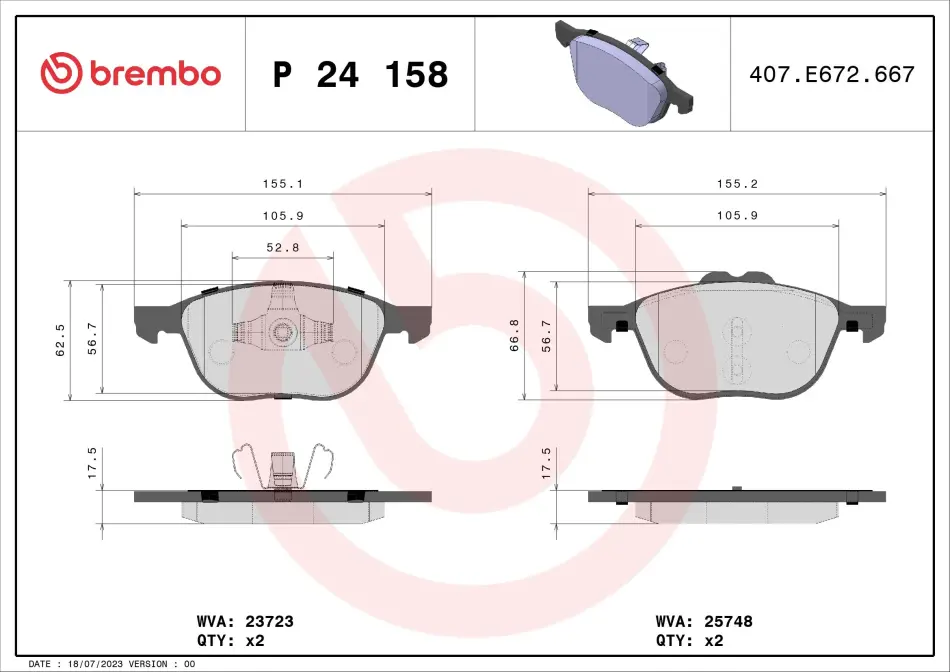 Гальмівні колодки дискові BREMBO P24 158 (фото 1)