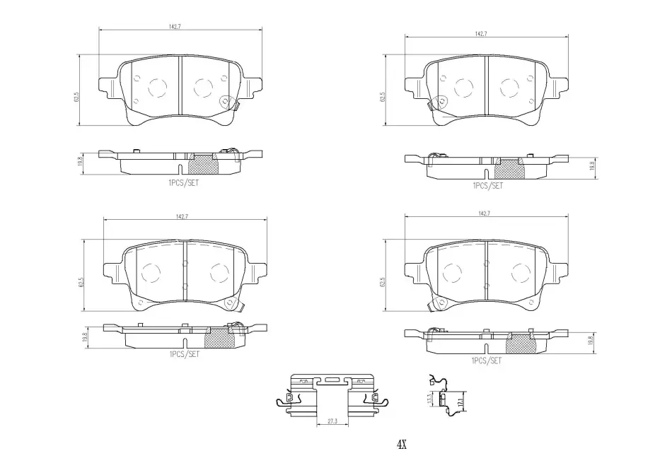 Комплект гальмівних колодок BREMBO P37029 (фото 1)