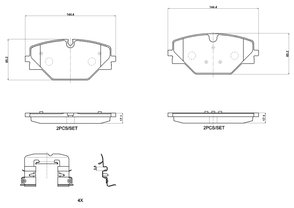 Колодки гальмівні дискові (комплект 4 шт) BREMBO P44032 (фото 1)