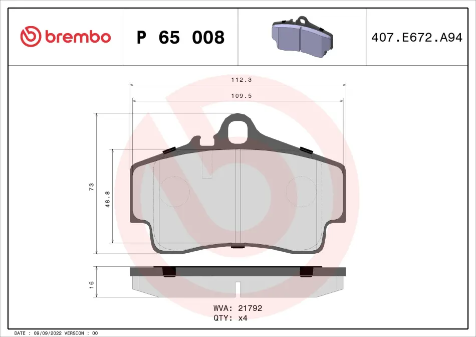 Гальмівні колодки дискові BREMBO P65 008 (фото 1)