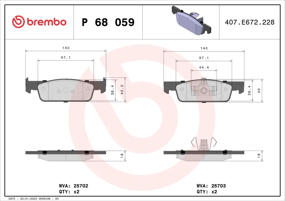 Гальмівні колодки - тюнінг BREMBO P68059X (фото 1)