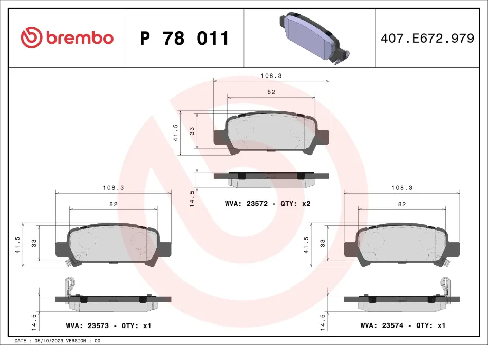 Гальмівні колодки дискові BREMBO P78011 (фото 1)