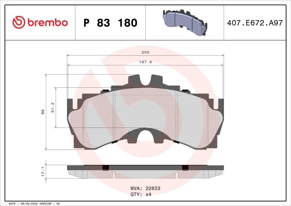 Гальмівні колодки дискові BREMBO P83 180 (фото 1)