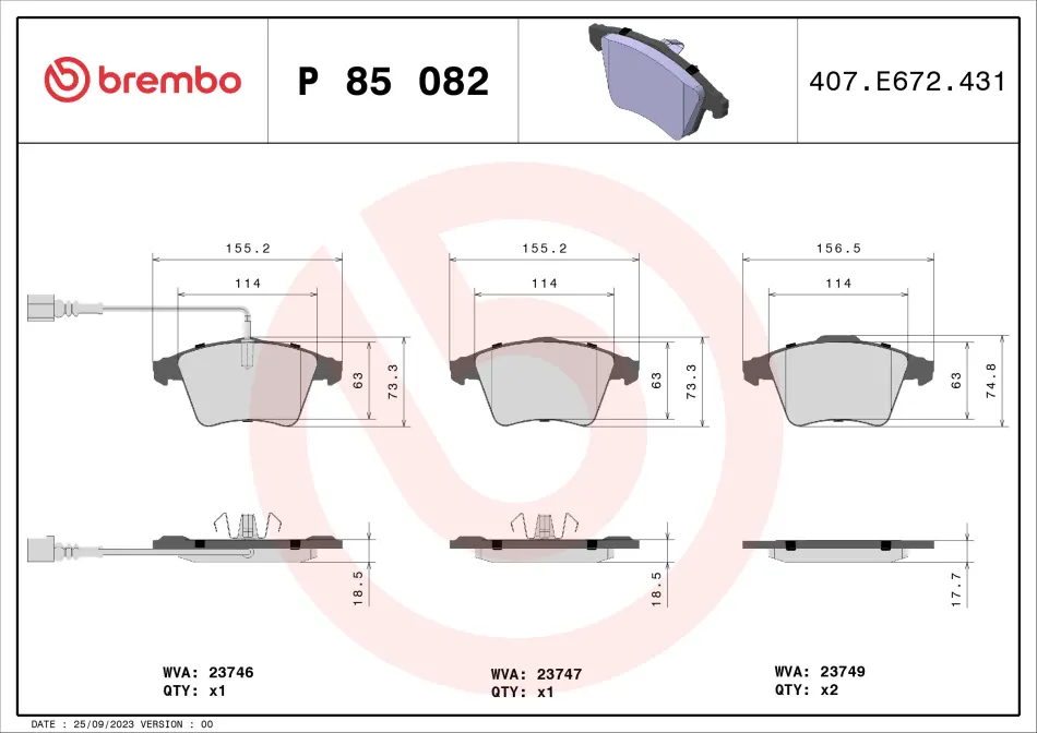 Гальмівні колодки дискові BREMBO P85082 (фото 1)
