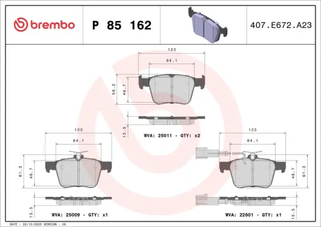 Гальмівні колодки дискові BREMBO P85 162