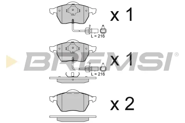 Гальмівні колодки пер. Passat B5/Audi A4/A6 00-05 (з датчиком) BREMSI BP2816 (фото 1)
