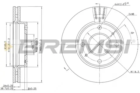 Гальмівний диск перед. Cerato/Elantra/Lantra/Matrix (00-21) BREMSI CD7270V