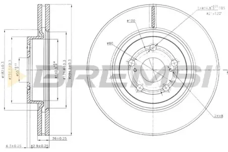 Гальмівний диск перед. Avensis T25 04- BREMSI CD7315V