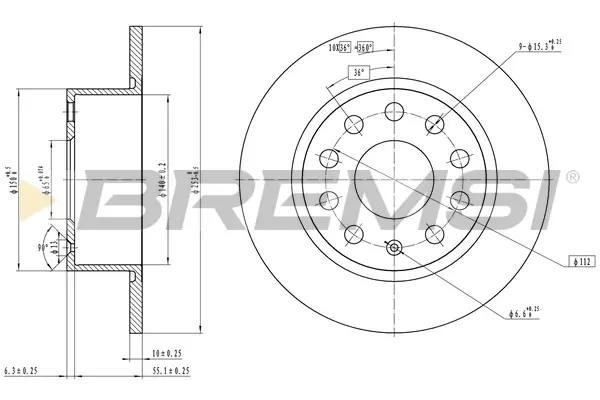 Гальмівний диск зад. Skoda Octavia III Combi 12-20 BREMSI CD7334S (фото 1)