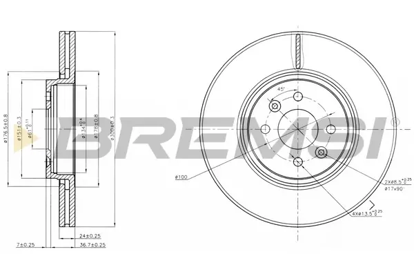 Гальмівний диск перед. Renault Scenic 03- (вент.) (300x24) BREMSI CD7513V (фото 1)