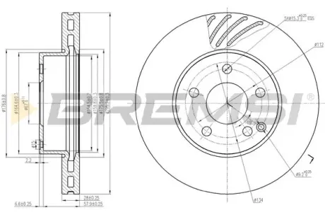 Гальмівний диск перед. MB W204/W212 07- (295.28x28) BREMSI CD7690V