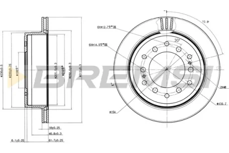 Гальмівний диск зад. Cruiser 300/80/90/Prado/Lexus GX 01-10 3.0-4.7 BREMSI CD7743V