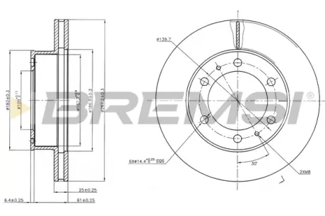 Гальмівний диск перед. HILUX VII 2.5-3.0 05-15 (297x25mm) BREMSI CD7783V