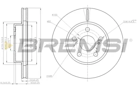 Гальмівний диск пер. Prius 03-09 BREMSI CD7886V