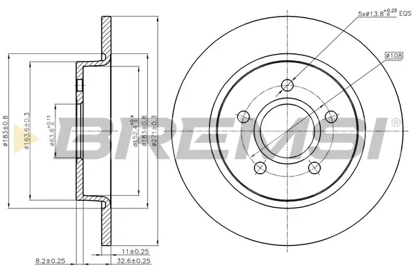 Гальмівний диск задн. Focus 1.0-2.0 EcoBoost/TDCi 14-21 BREMSI CD8061S (фото 1)