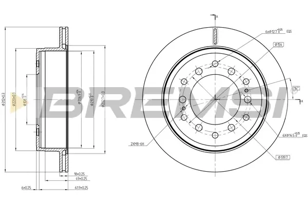 Гальмівний диск зад. Cruiser 300/80/90/Prado/Lexus GX 01-10 3.0-4.7 BREMSI CD8505V (фото 1)