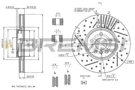 Гальмівний диск пер. Camry 17-/Rav 4 V 18- (305x28) BREMSI CD8925V