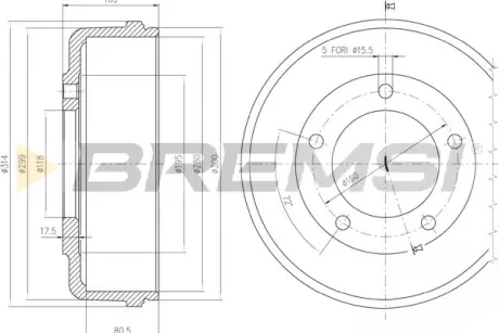 Гальмівний барабан Transit V-184 RWD 00- BREMSI CR5646