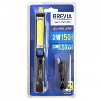 Фонарик инспекционный LED Pen Light 2W COB+1W LED 150lm, 900mAh, microUSB, блістер Brevia BREVIA 11220