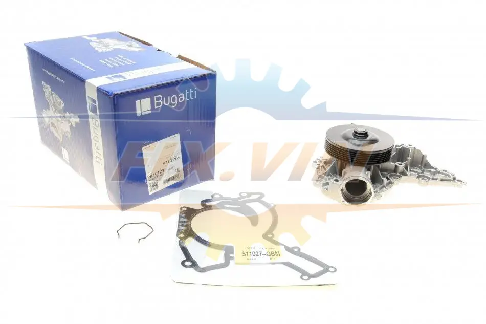 Помпа води MB W203/W204/W211/W212/W164/W251/W221 2.5/3.0/3.5 05-15 (R/B)(5 лоп)(6 кан)(h шкива=24mm) BUGATTI PA10123 (фото 1)