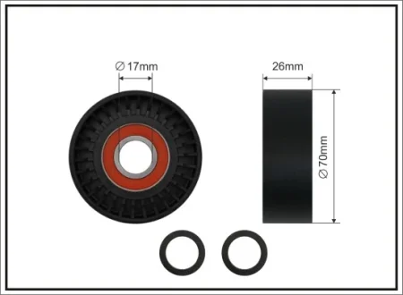 Ролик натяжного механізму поліклинового ремня BMW 3 E46 2.0D 09.01-07.06 70x17x26 CAFFARO 0186