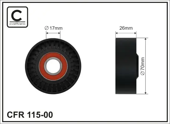 Ролик проміжний поліклинового ремня BMW 7 E65/E66/E67 3.6/4.4/6.0 07.01-08.08 70x17x26 CAFFARO 11500 (фото 1)