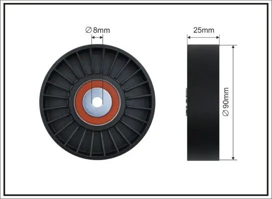 Ролик проміжний поліклинового ремня Volvo 850/C70 I/S70/V70 I 2.0/2.3/2.4 06.91-10.05 90x8x25 CAFFARO 1256 (фото 1)