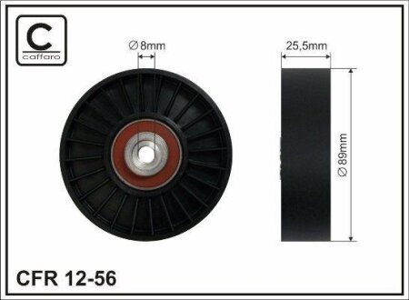 Ролик проміжний поліклинового ремня Volvo 850/C70 I/S70/V70 I 2.0/2.3/2.4 06.91-10.05 90x8x25 CAFFARO 1256