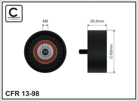 Ролик натяжний генератора MB Klasa E(W211) 2.2CDI-2.7CDI/OM646,OM647 02- (65x8x29,5) CAFFARO 1398