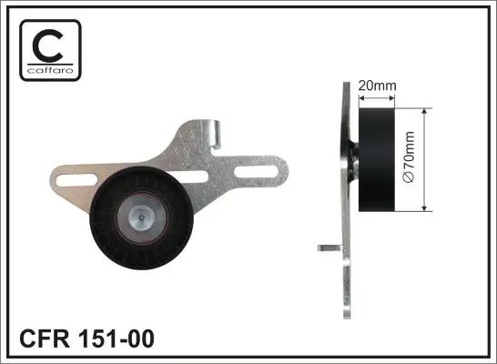 Натяжний механізм ремня ГРМ Renault Clio II/Kangoo 1.4/1.6i 08.97- 70x10x20 CAFFARO 15100 (фото 1)