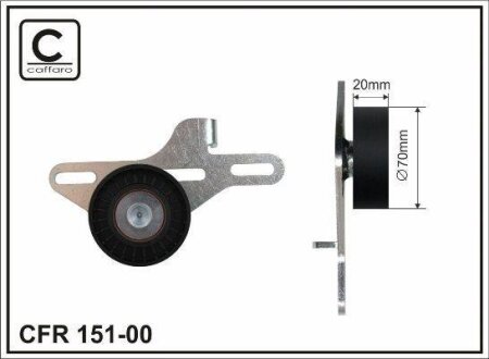 Натяжний механізм ремня ГРМ Renault Clio II/Kangoo 1.4/1.6i 08.97- 70x10x20 CAFFARO 15100